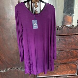 Purple Long Sleeve Midi Dress
